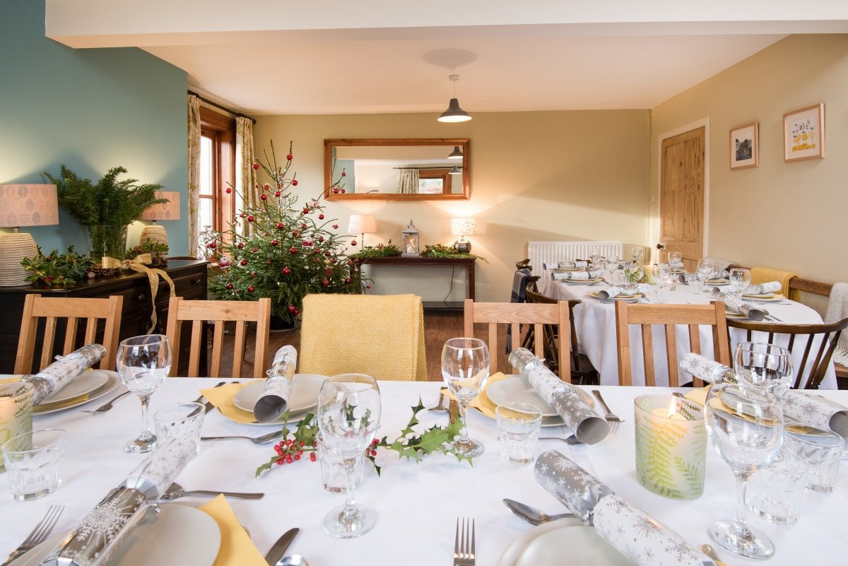 Dining room in the Farmhouse seats 20 comfortably